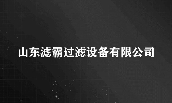 山东滤霸过滤设备有限公司