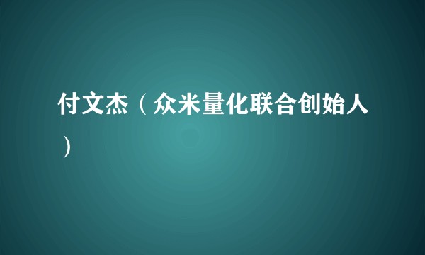 付文杰（众米量化联合创始人）
