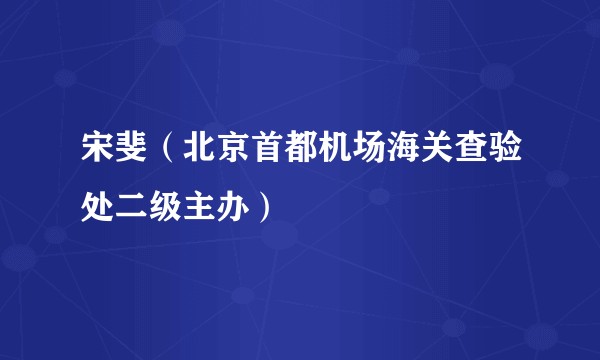 宋斐（北京首都机场海关查验处二级主办）