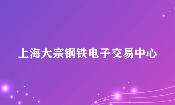 上海大宗钢铁电子交易中心