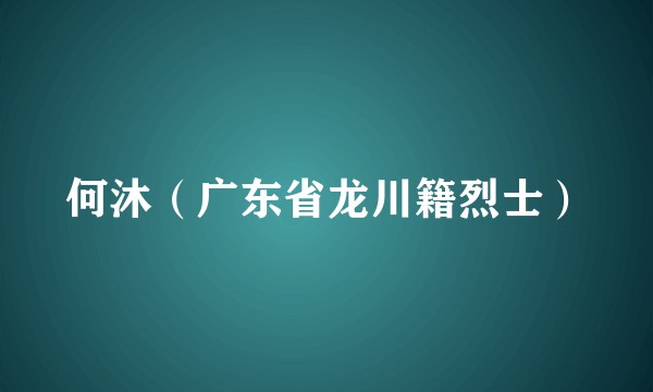 何沐（广东省龙川籍烈士）