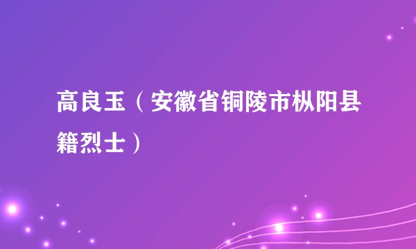 高良玉（安徽省铜陵市枞阳县籍烈士）