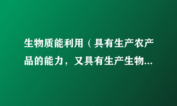 生物质能利用(具有生产农产品的能力,又具有生产生物质资源的潜力)