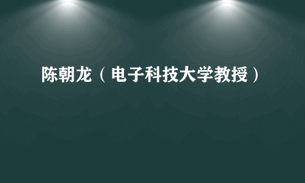 陈朝龙(电子科技大学教授)