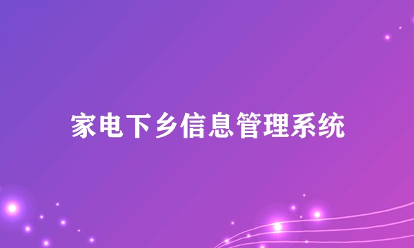 家电下乡信息管理系统