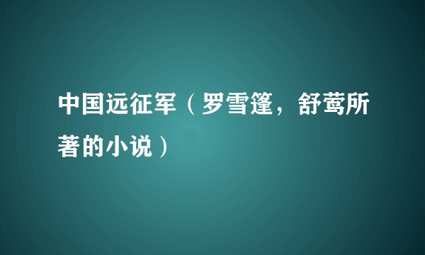 中国远征军(罗雪篷,舒莺所著的小说)