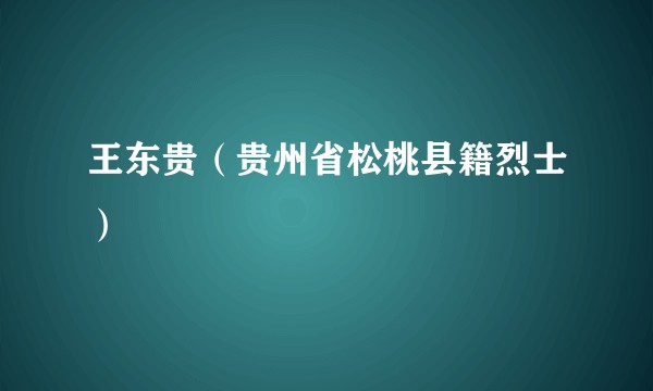 王东贵（贵州省松桃县籍烈士）