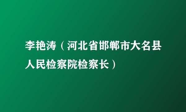 李艳涛（河北省邯郸市大名县人民检察院检察长）