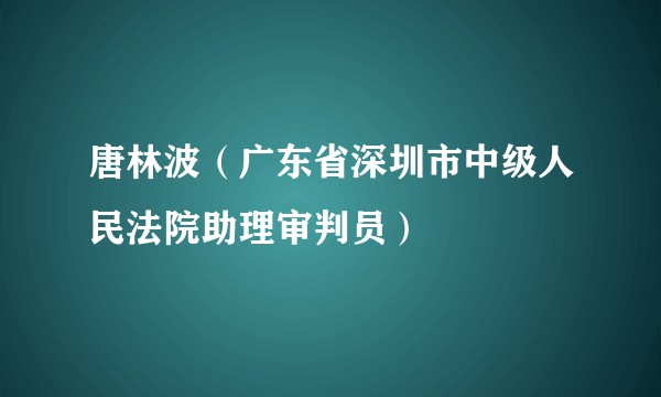 唐林波（广东省深圳市中级人民法院助理审判员）