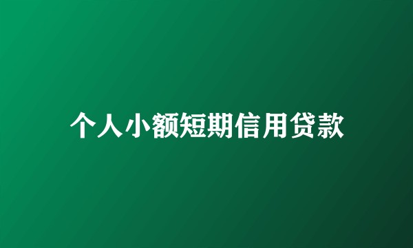 个人小额短期信用贷款