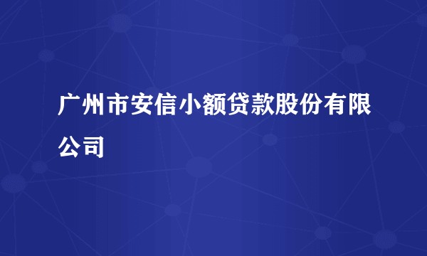 广州市安信小额贷款股份有限公司