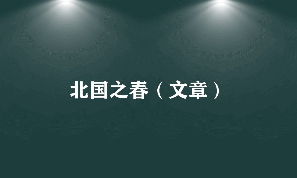 北国之春（文章）