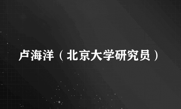 卢海洋（北京大学研究员）
