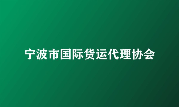 宁波市国际货运代理协会