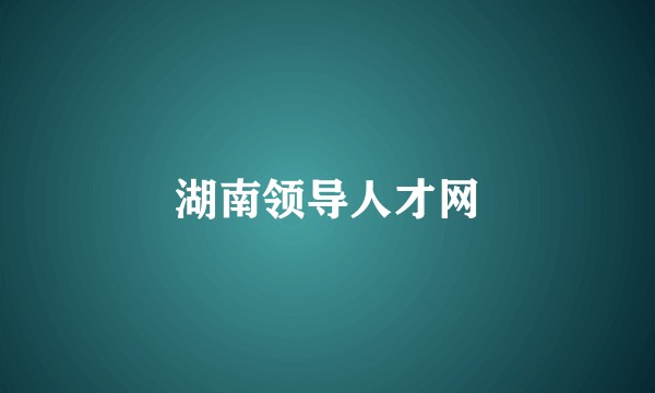 湖南领导人才网