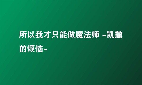 所以我才只能做魔法师 ~凯撒的烦恼~