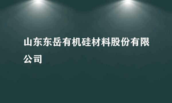 山东东岳有机硅材料股份有限公司