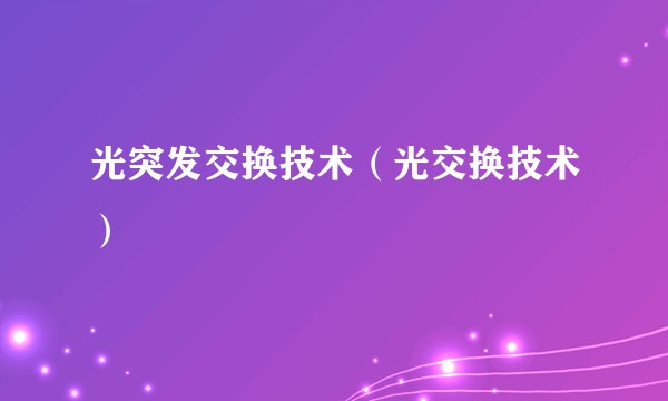 光突发交换技术（光交换技术）