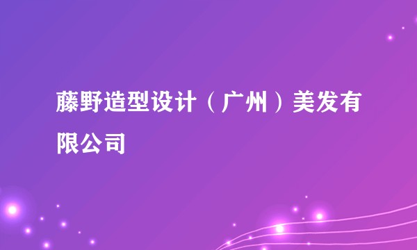 藤野造型设计（广州）美发有限公司