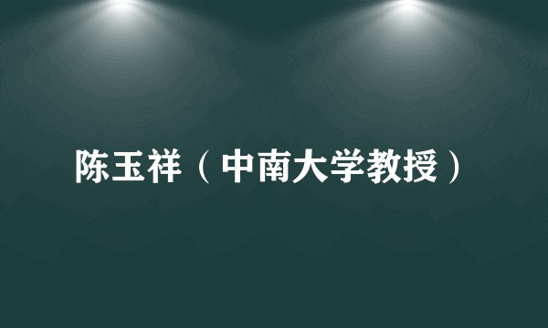 陈玉祥（中南大学教授）