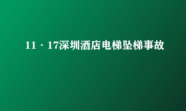 11·17深圳酒店电梯坠梯事故