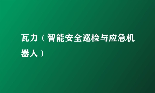 瓦力（智能安全巡检与应急机器人）