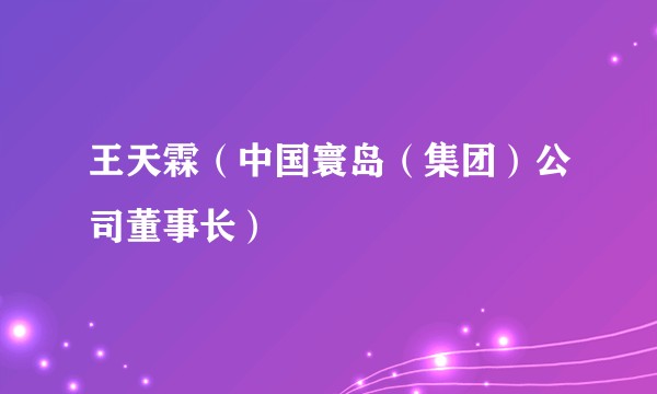 王天霖（中国寰岛（集团）公司董事长）