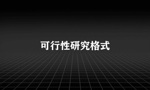 可行性研究格式