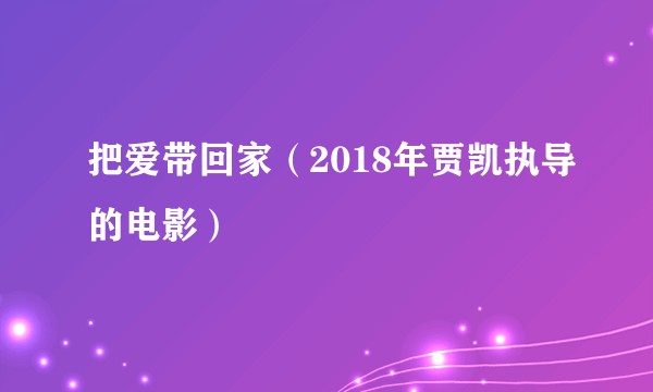 把爱带回家（2018年贾凯执导的电影）