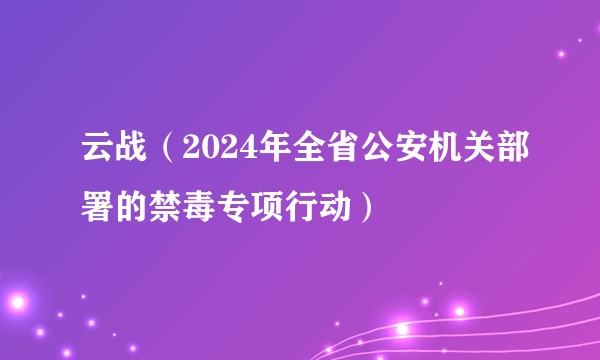 云战（2024年全省公安机关部署的禁毒专项行动）