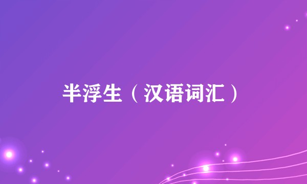 半浮生（汉语词汇）