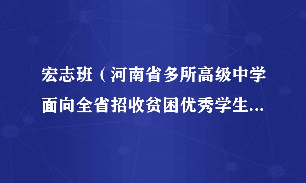 宏志班（河南省多所高级中学面向全省招收贫困优秀学生的特色班级）