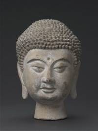 彩绘泥塑佛头像