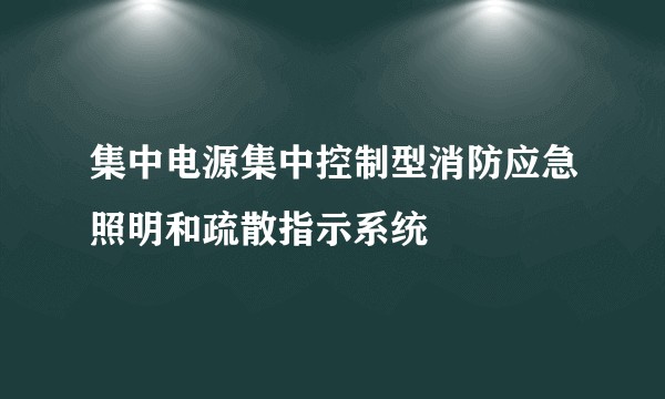 集中电源集中控制型消防应急照明和疏散指示系统