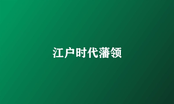 江户时代藩领