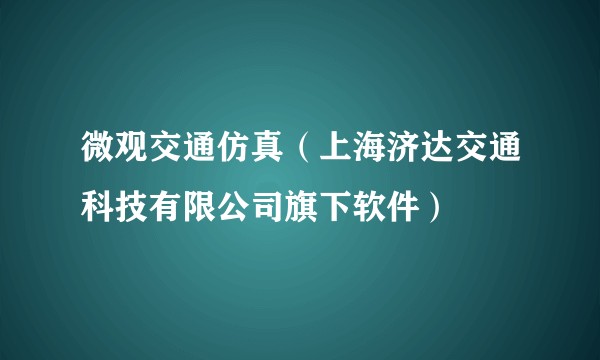 微观交通仿真（上海济达交通科技有限公司旗下软件）