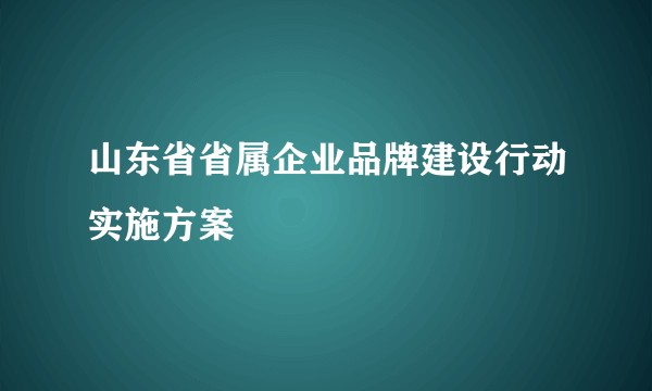 山东省省属企业品牌建设行动实施方案