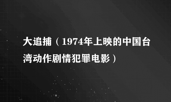 大追捕（1974年上映的中国台湾动作剧情犯罪电影）