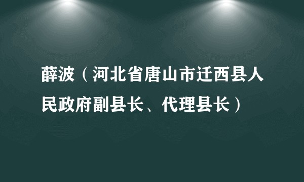 薛波（河北省唐山市迁西县人民政府副县长、代理县长）