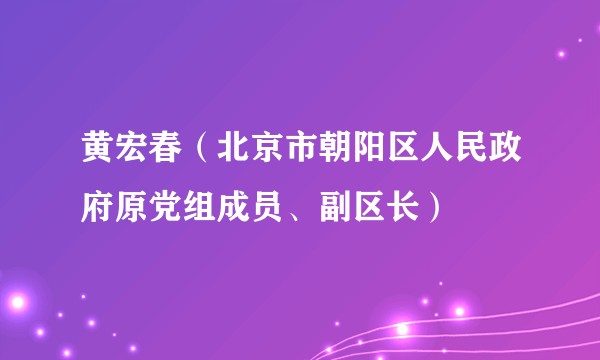 黄宏春(北京市朝阳区人民政府原党组成员、副区长)