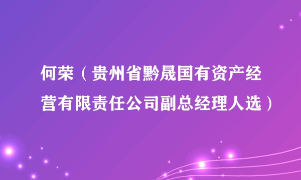 何荣（贵州省黔晟国有资产经营有限责任公司副总经理人选）