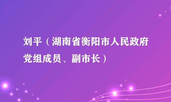 刘平（湖南省衡阳市人民政府党组成员、副市长）
