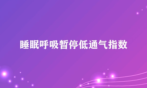 睡眠呼吸暂停低通气指数