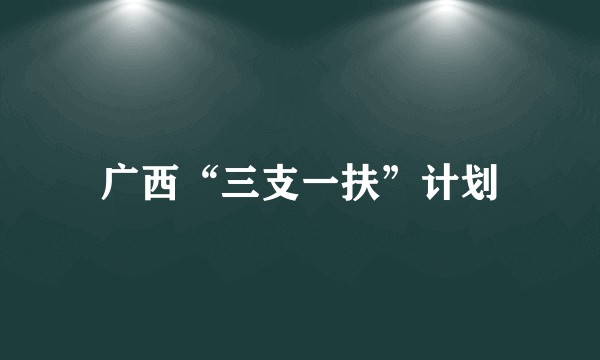 广西“三支一扶”计划