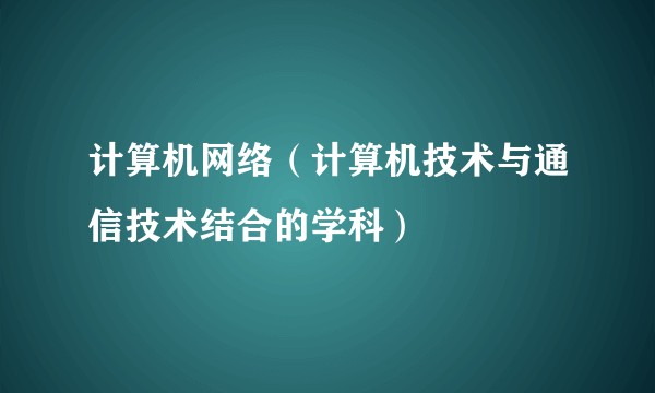 计算机网络（计算机技术与通信技术结合的学科）