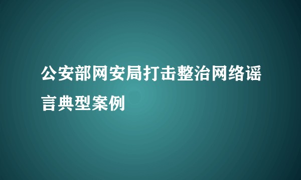公安部网安局打击整治网络谣言典型案例