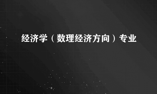 经济学（数理经济方向）专业
