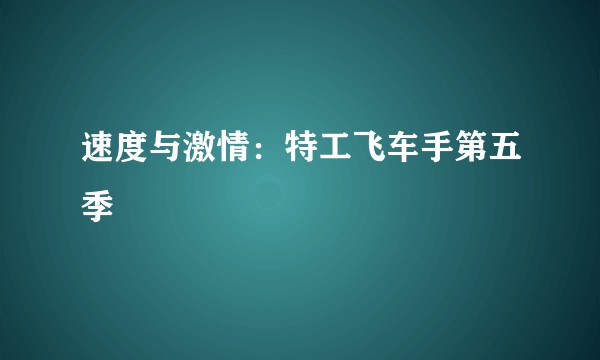 速度与激情:特工飞车手第五季