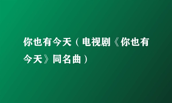 你也有今天（电视剧《你也有今天》同名曲）