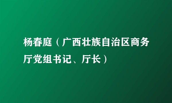 杨春庭（广西壮族自治区商务厅党组书记、厅长）